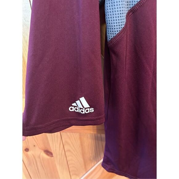 Adidas Climalite Fielders Choice Mens 3/4 Sleeve Baseball Henley Maroon /Gray Sm - Picture 6 of 6